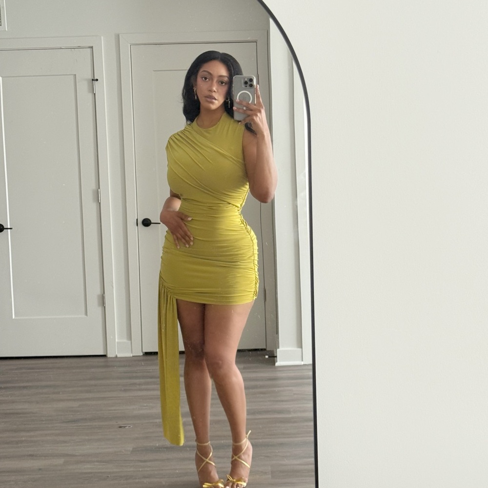 Club L London Asymmetrical Lime Dress